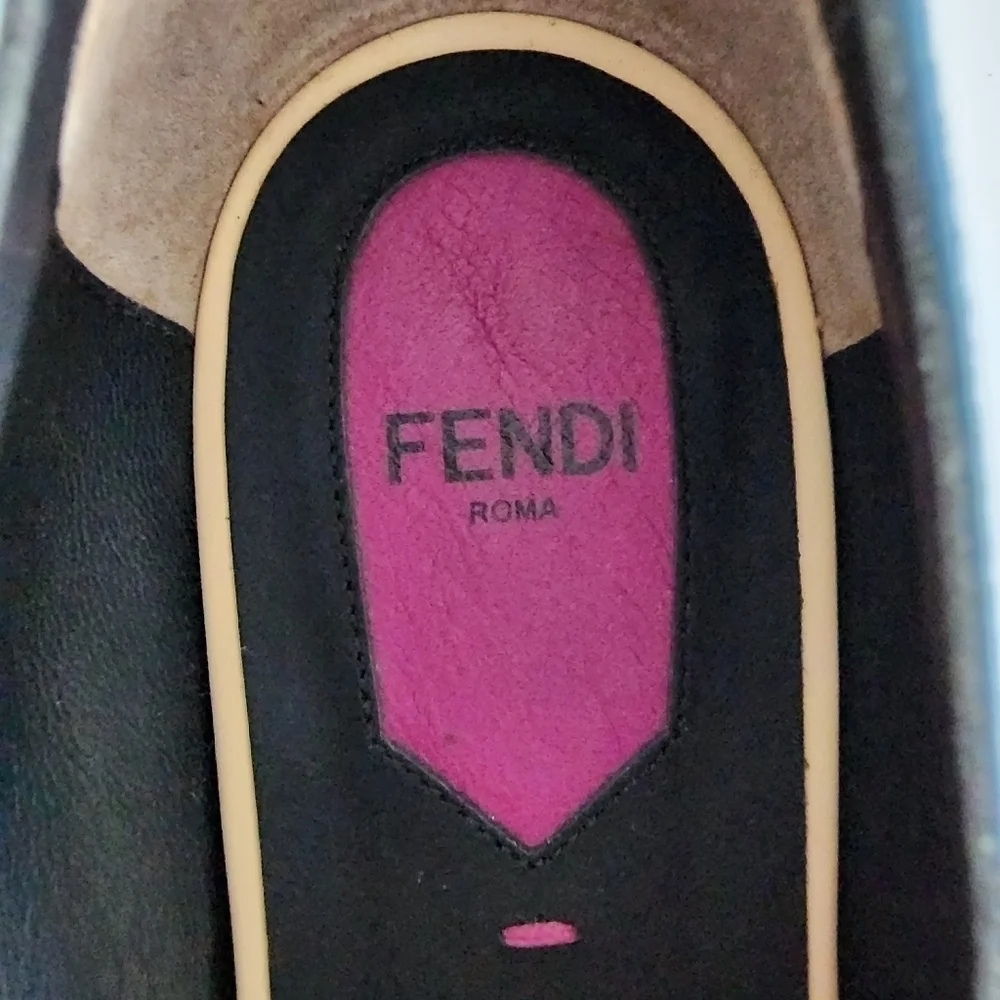 NEW Fendi Leather And Fur Monster Eye Pointed Toe Ballet Flats Size 38 - Picture 7 of 13